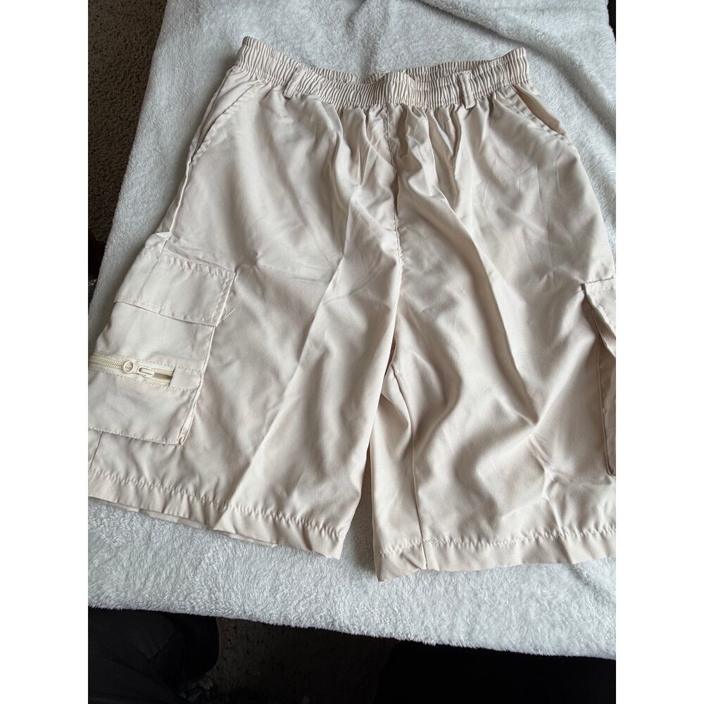 Lot of 2 SHEIN Men's Elastic Waist Cargo Shorts Size Large - Beige & Slate Gray